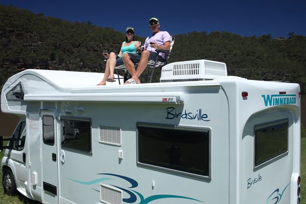 2012 Winnebago Birdsville Range sitting on roof