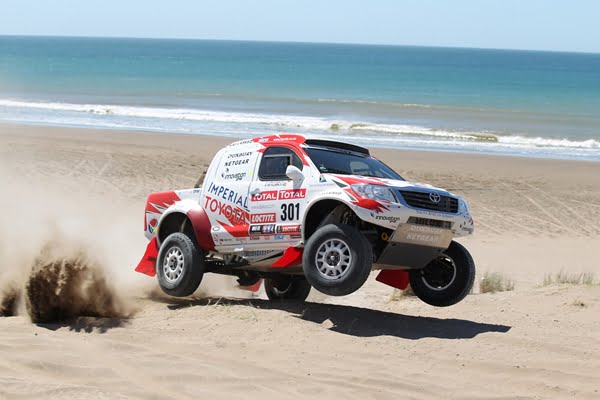 Toyota Hilux on the podium in 2012 Dakar rally