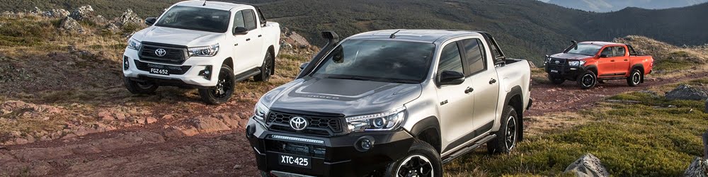 2018 Toyota HiLux Rugged X (front), Rogue (left) and Rugged (rear)