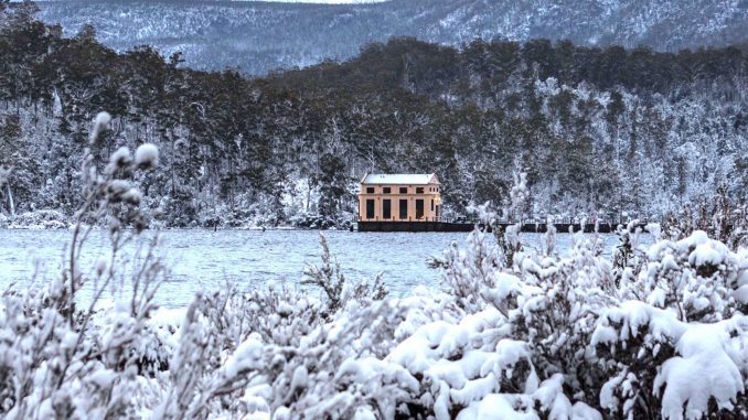 Pumphouse Point in snow