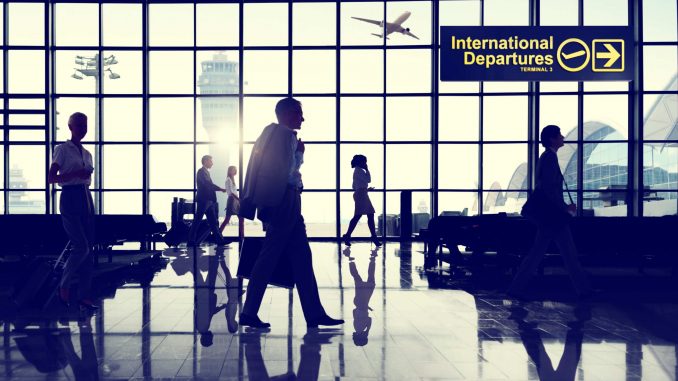 International Departtures Terminal Business Travel Transportation Flight Concept
