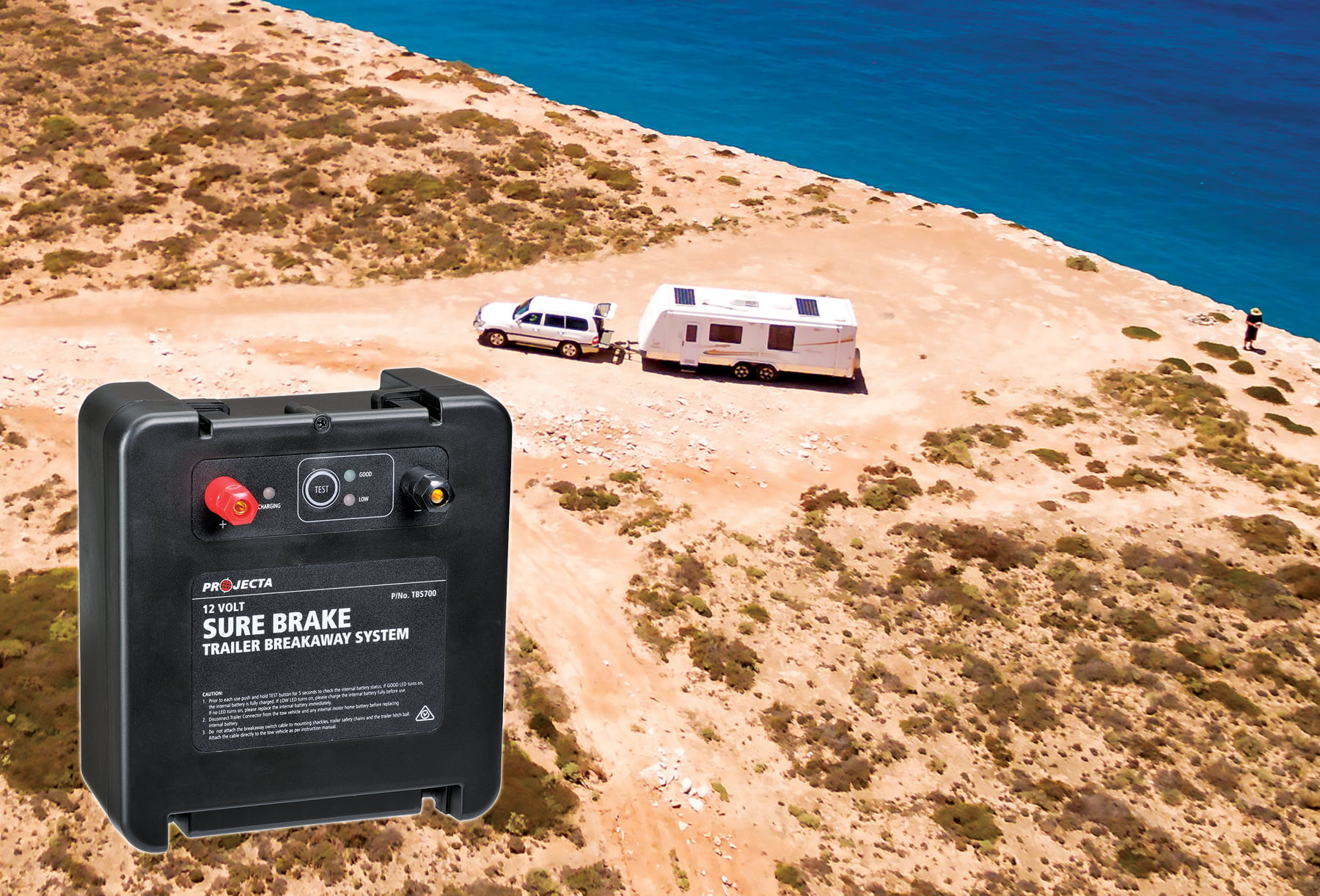 Projecta has released its new 'Sure Brake' Trailer Breakaway Kit, ensuring safety in a towing disconnection emergency.