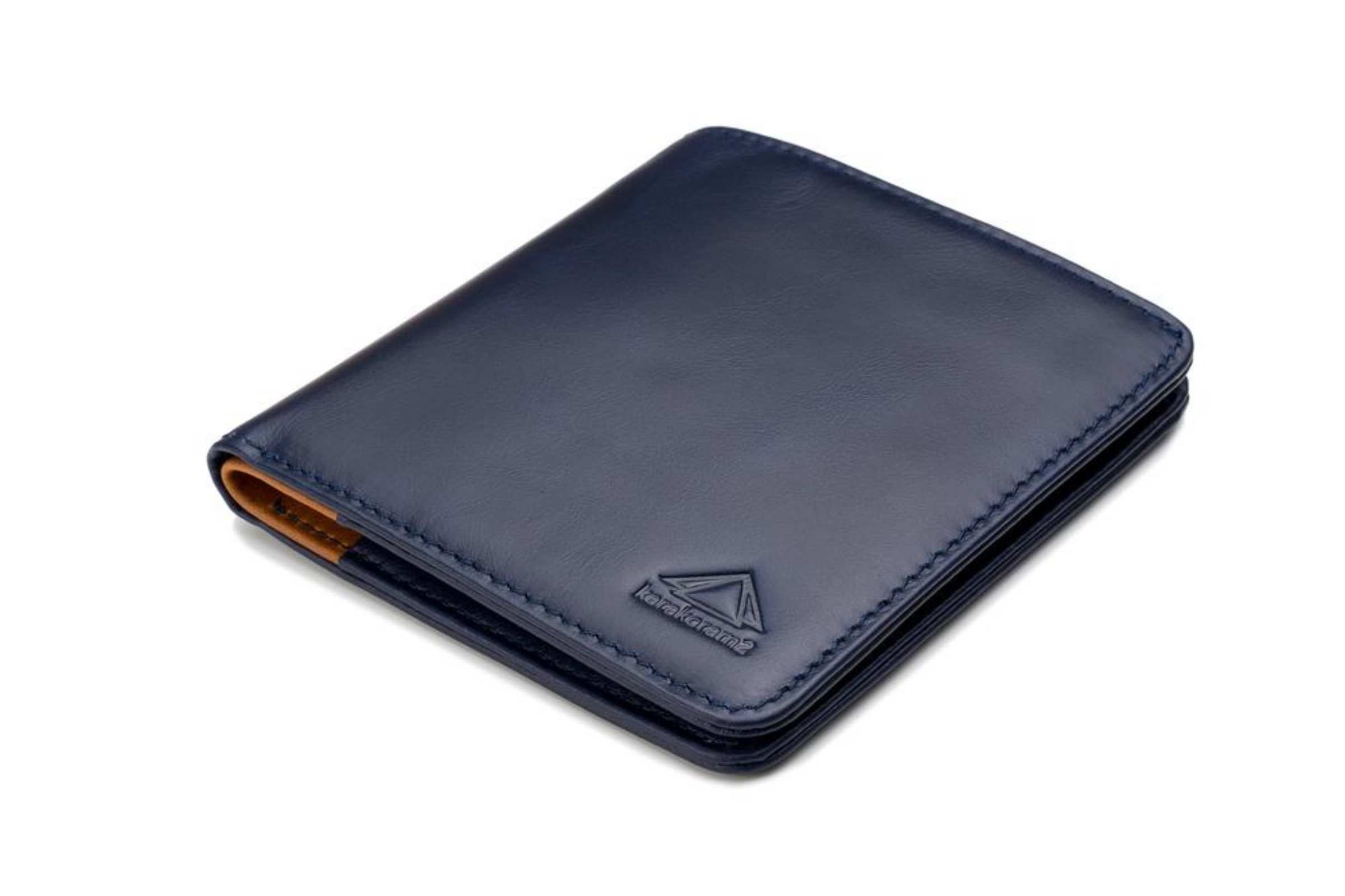 karakoram2 Sublime mens bifold leather wallet pulltab Navy blue RFID protected Australia 2