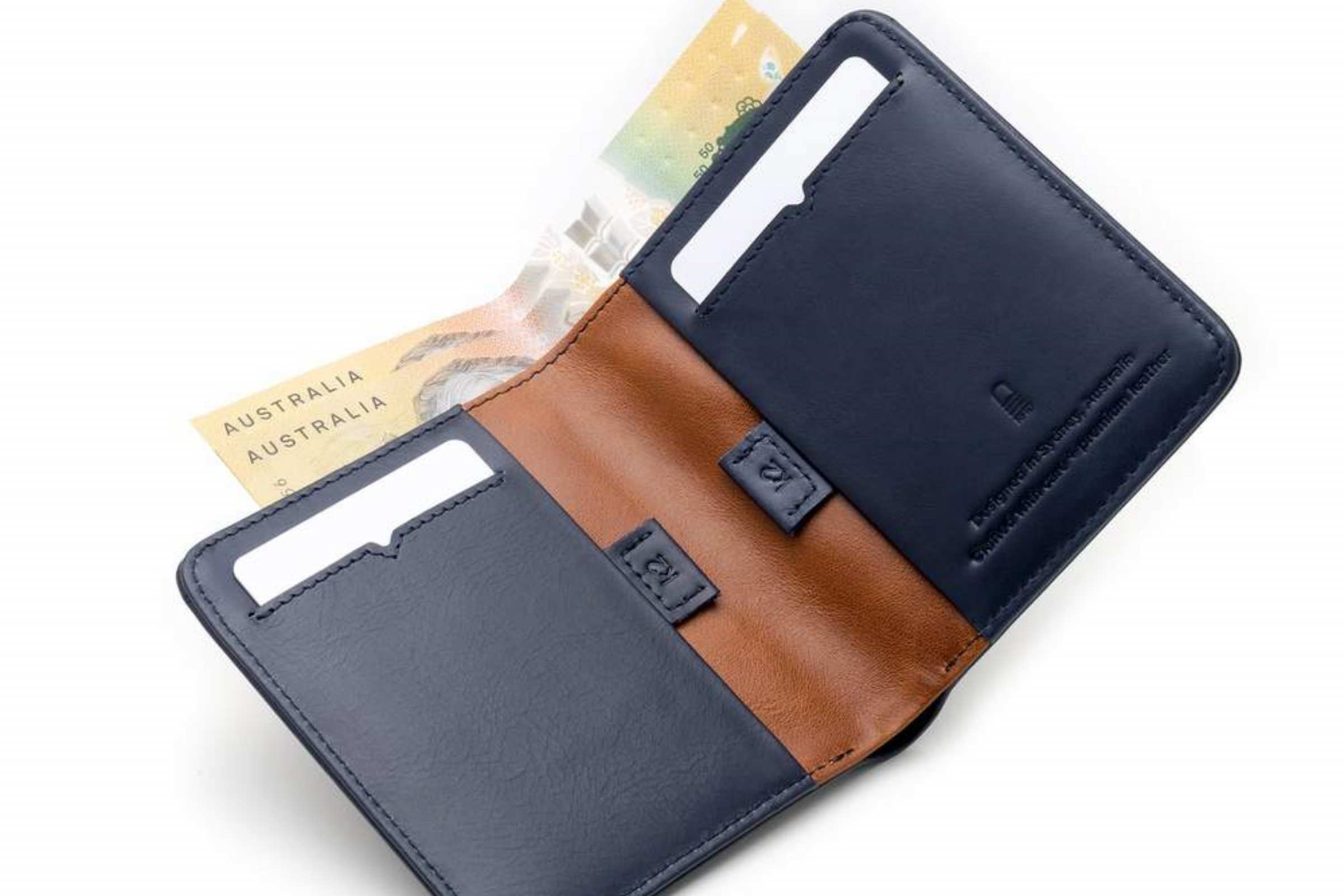 karakoram2 Sublime mens bifold leather wallet pulltab Navy blue RFID protected Australia