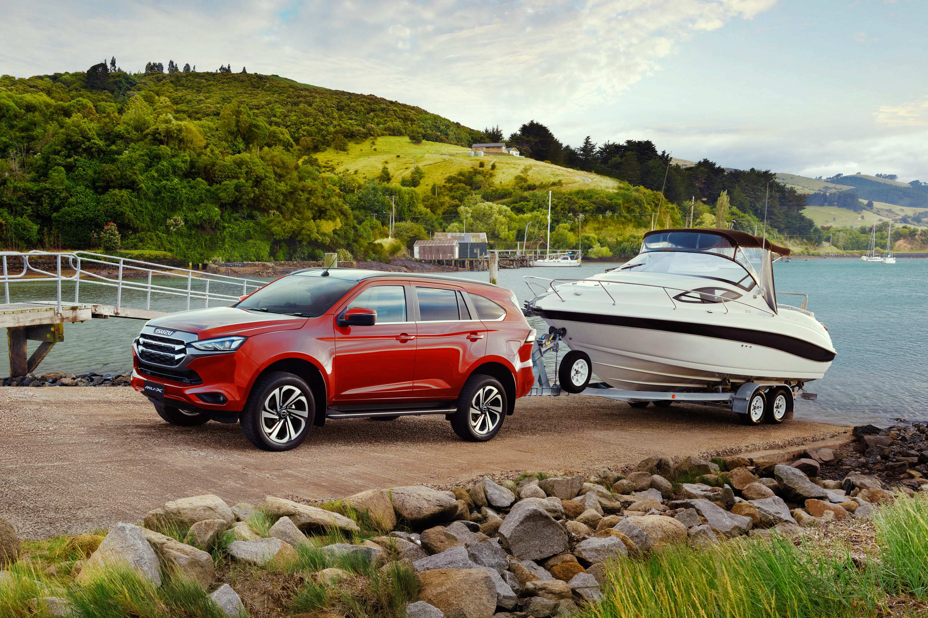 21MY Isuzu MU-X 4x4 LS-T Magnetic Red Mica - Boat Ramp.