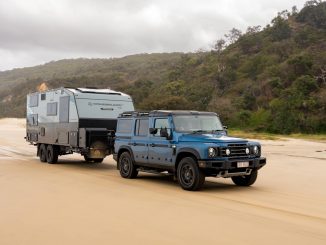 Ineos Grenadier 2024 Towing a caravan on the beach 1