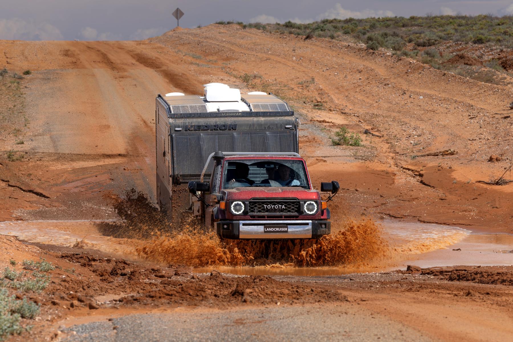 2024 Toyota LandCruiser 70 Series GXL Double Cab Chassis Fresh water crossing shown