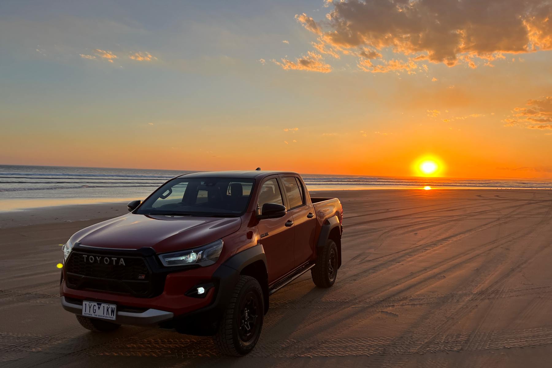 Traveling beach sunset