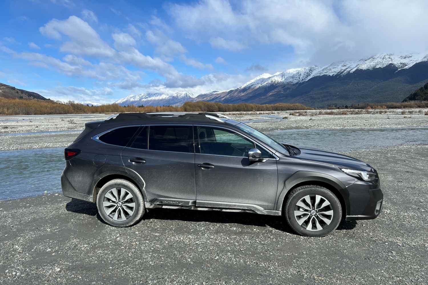 Subaru Outback on a rover bed on the way to Paradise NZ