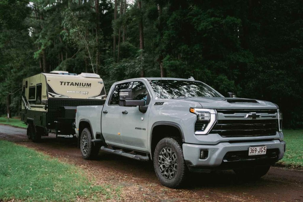 2024 Chevrolet Silverado 2500 HD Z71 LTZ Premium towing a van 1