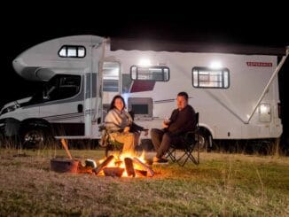 motorhome at night
