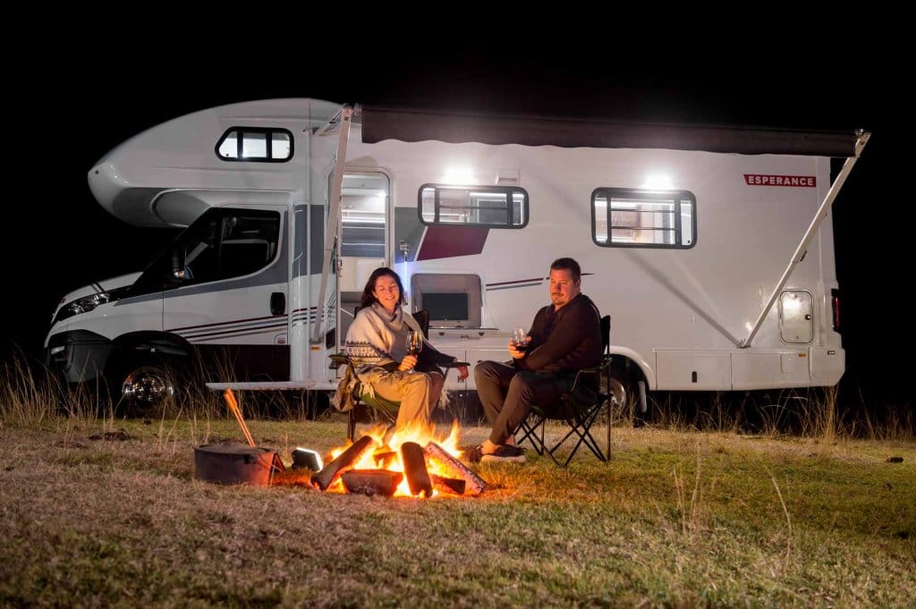 motorhome at night