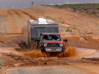 2024 Toyota LandCruiser 70 Series GXL Double Cab Chassis Fresh water crossing shown